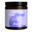 Supplement jar labeled 'Level Up Your Sleep' by liven on a white background