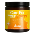 Supplement jar labeled 'Care For Your Stress' by Liven